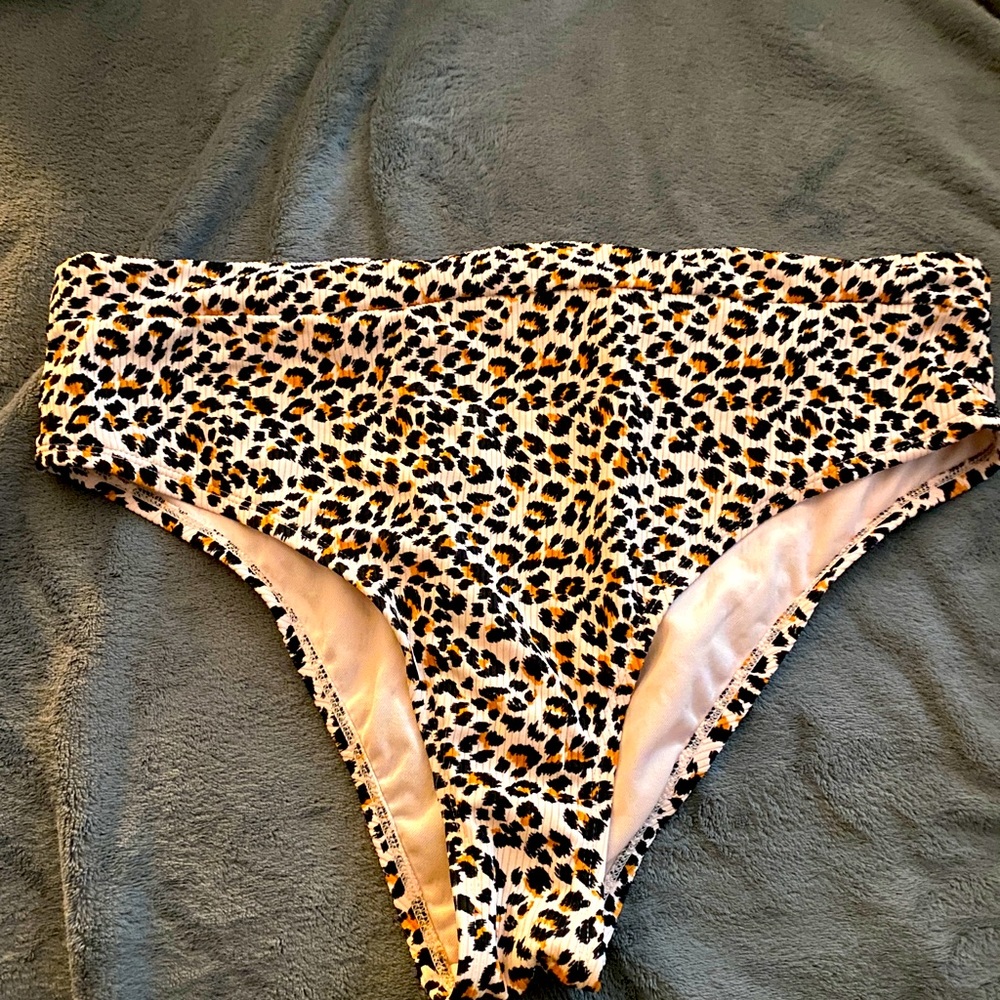 Xhilaration Plus 16W Animal Print High-Waist Ribbed Bikini Bottoms